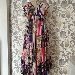 Anthropologie Floral and Geometric Maxi Dress